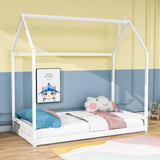 Solid Wood Twin House Toddler Floor Bed