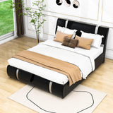 PU Leather Queen Size Upholstered Platform Bed Frame - [Hydraulic Storage System]