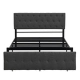 Metal Full Size Upholstered Storage Bed with Headboard and Drawers