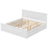 Wooden King Size Platform Bed with Storage and Headboard - [Drawers]