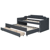 Twin Upholstered Daybed with Trundle and Storage - [Drawers, Linen]