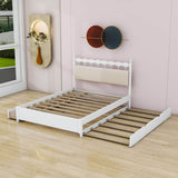 Wooden Queen Storage Bed with Headboard and Storage, Twin Trundle Bed