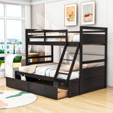 Wooden Twin Over Full Bunk Beds with Storage Drawers for Kids, Adult - [Convertible]