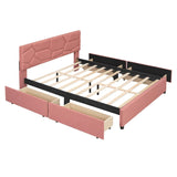 Queen Upholstered Platform Bed Frame with Headboard, Under Bed Storage