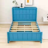 Wooden Full Size Platform Bed with Headboard and Storage - [Drawers, Shelves]