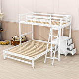 Twin Over Full Bunk Beds with Desk and Storage Drawers - [Wooden, Detachable, L-Shaped]