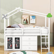 Twin Size Low House Loft Bed with Storage for Kids - [Cabinet, Drawers]