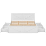 Wooden King Size Platform Bed with Storage and Headboard - [Drawers]