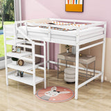 Full Size Loft Bed with Stairs and Clothes Hanger for Adults, Teens