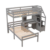 Twin Over Twin Bunk Beds with Desk and Storage Stairs - [Drawers, Shelves, L-Shaped]