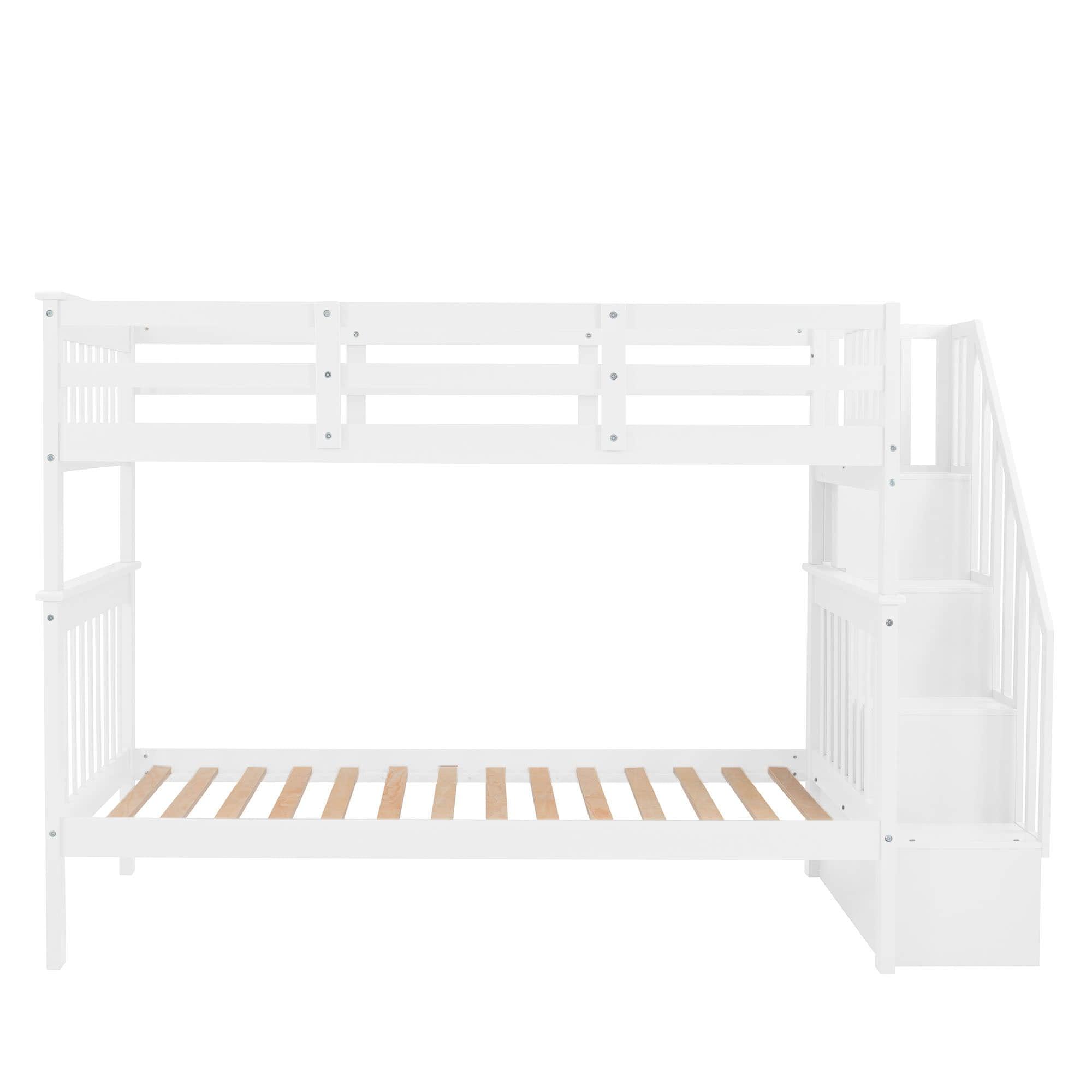 Twin Over Twin Bunk Beds with Stairs and Storage for Kids - [Wood, Convertible]