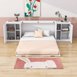 Wooden Modern Smart Floor Cabinet Bed Queen with Shelves - [USB Ports]