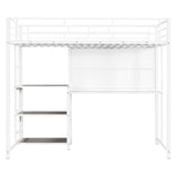 Metal Twin Loft Bed with Desk and Storage Shelves for Adults, Kids