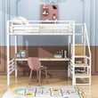 Full Size Loft Bed with Desk and Storage Stairs for Kids, Adult - [Wardrobe, Convertible]