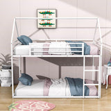 Metal Low Twin Over Twin House Loft Bunk Beds with for Kids, Toddler