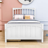 Wood Kids Storage Bed Frame with Headboard and Drawers