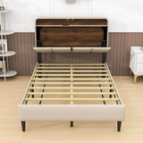 Smart Full Size Platform Upholstered Bed Frame with Storage Headboard