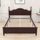 Wood Traditional Queen Size Platform Bed Frame with Headboard