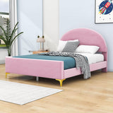 Velvet Upholstered Full Size Platform Bed Frame with Headboard