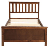 Wooden Twin Platform Bed with Headboard for Kids, Adult