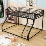 Twin XL Over Queen Metal Floor Loft Bunk Beds for Adults, Kids