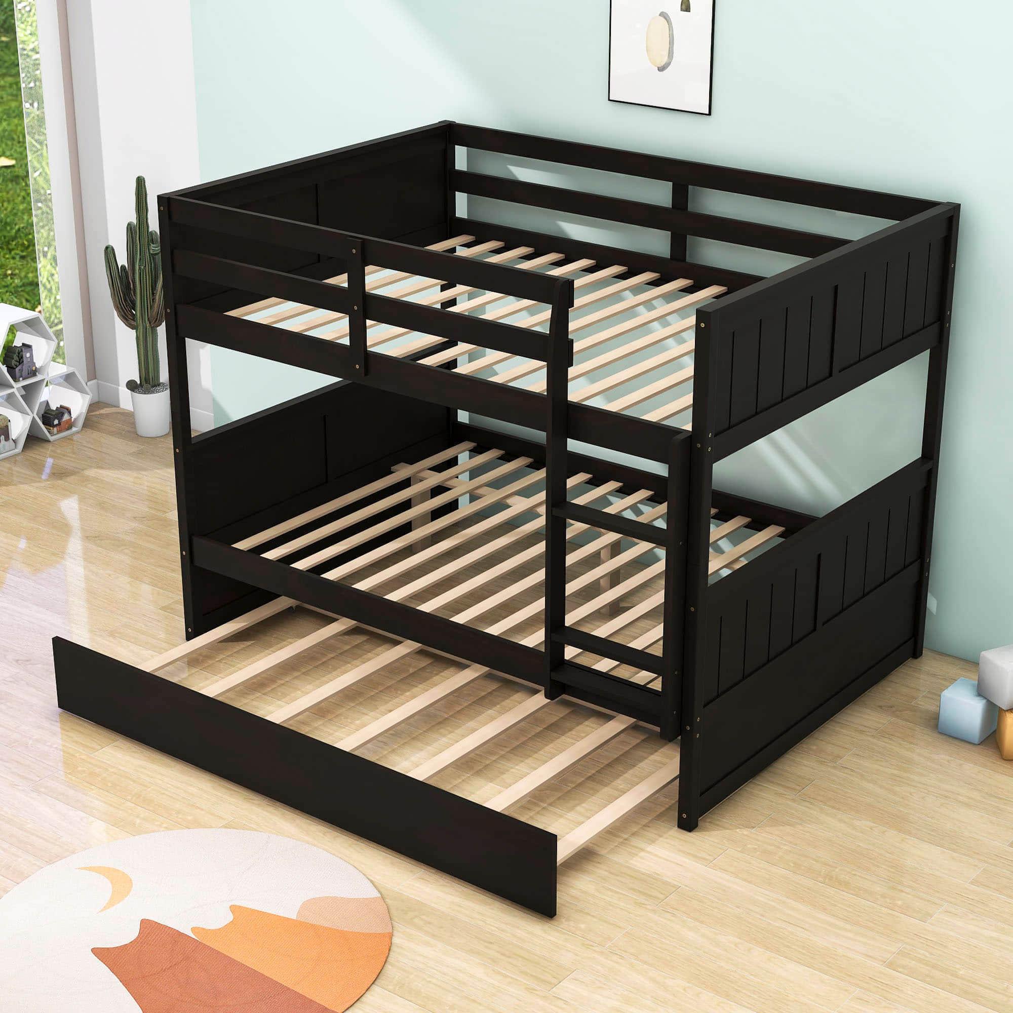 Wooden Full Over Full Standard Bunk Beds with Trundle - [Detachable]