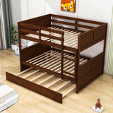 Wooden Full Over Full Standard Bunk Beds with Trundle - [Detachable]