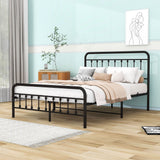 Vintage Queen Size Metal Bed Frame with Slats Headboard