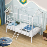 Metal Twin Low House Bed Frame for Kids, Toddler