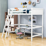 Solid Wood Twin Loft Bed with Interchangeable Ladder for Kids, Adults- [Medium]