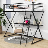 Metal Twin Loft Bed with Desk Underneath for Adults, Teens