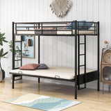 Twin Over Full Futon Bunk Beds with 2 Ladders - [Black, Metal]