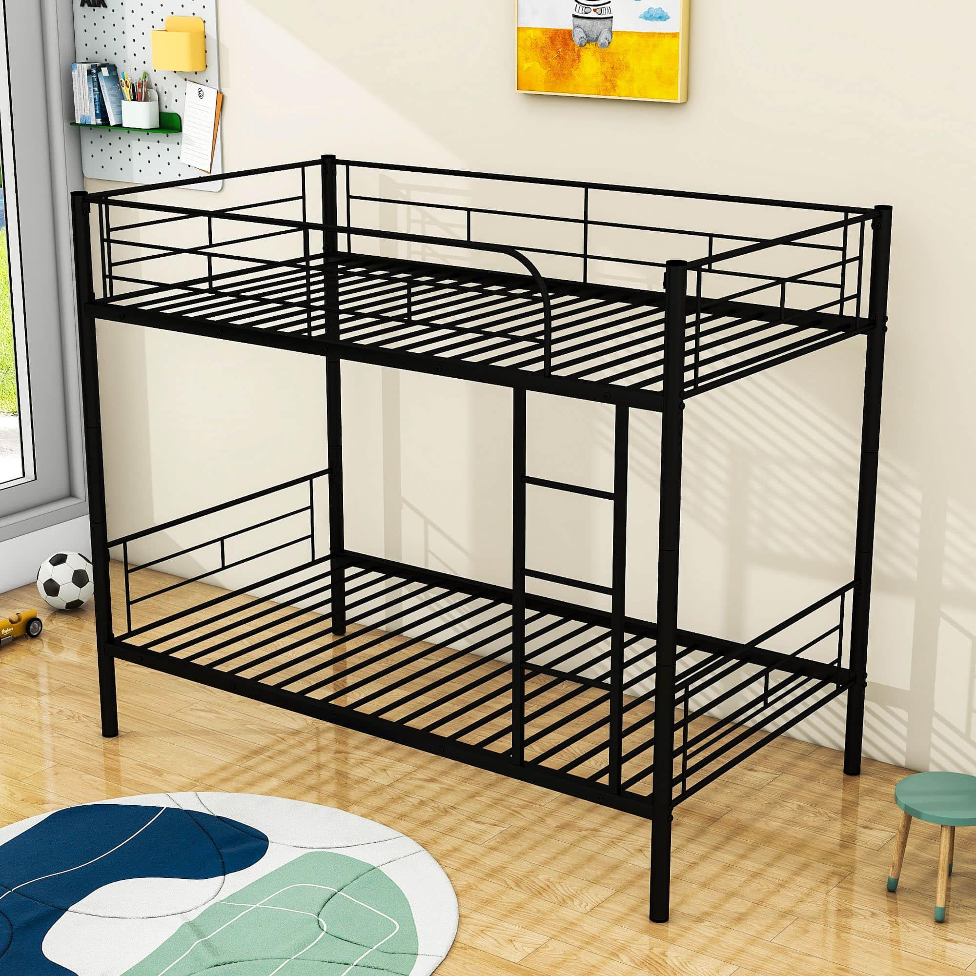 Twin Over Twin Bunk Beds for Kids, Adults - [Metal, Convertible, Small Room]