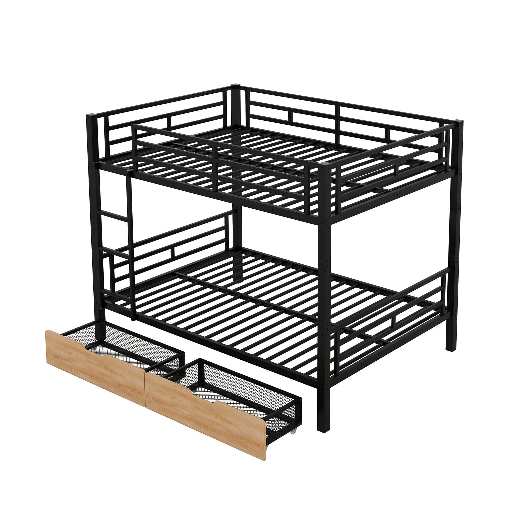 Convertible Full Over Full Bunk Beds with Storage Drawers for Kids - Metal