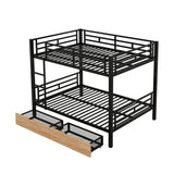 Convertible Full Over Full Bunk Beds with Storage Drawers for Kids - Metal