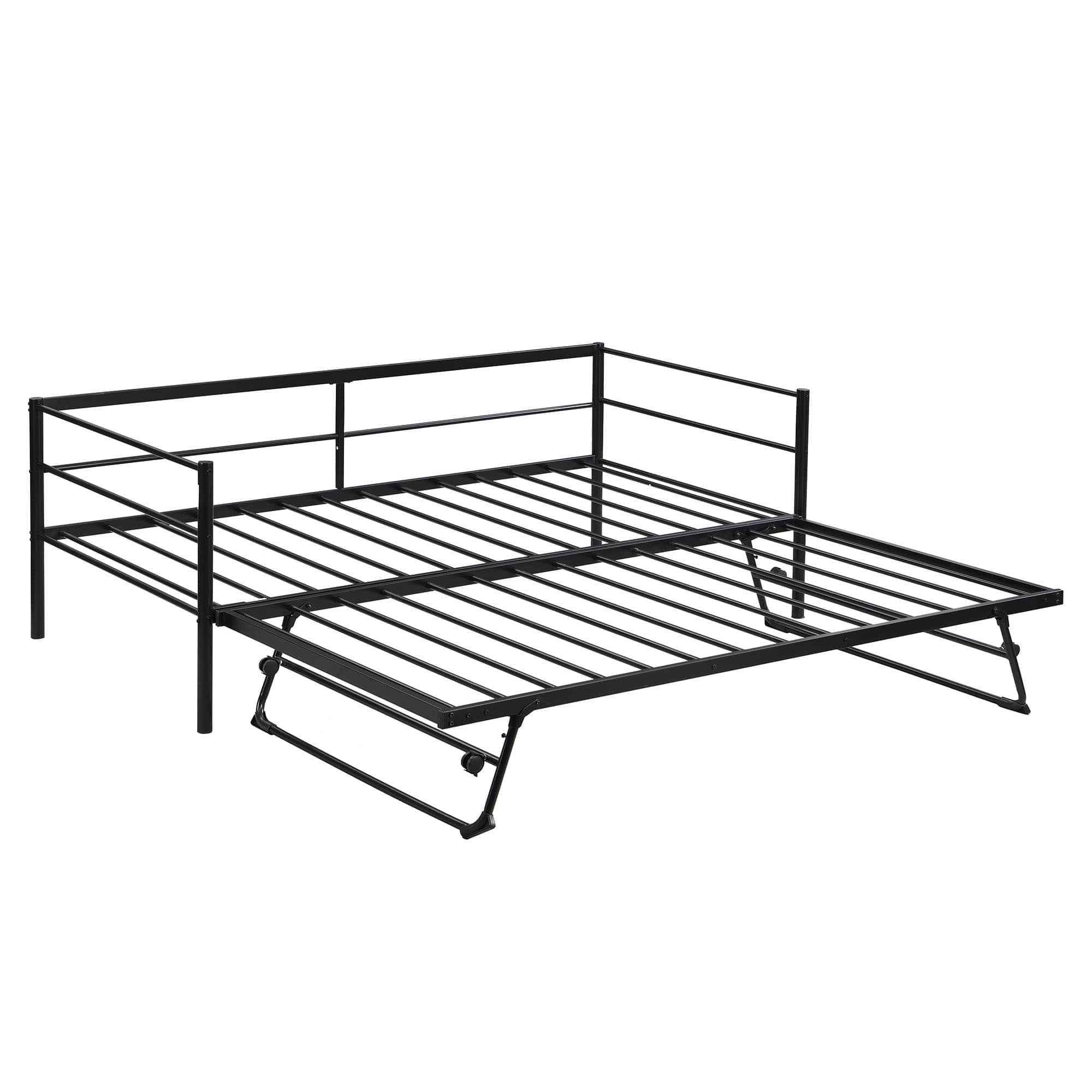 Convertible Metal Twin Daybed with Pop Up Trundle Bed