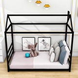 Twin Metal House Montessori Floor Toddler Bed Frame with Rails