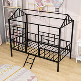 Metal Twin Low House Bed Frame for Kids, Toddler