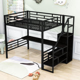 Full Size Loft Bed with Desk and Storage Stairs for Kids, Adult - [Wardrobe, Convertible]