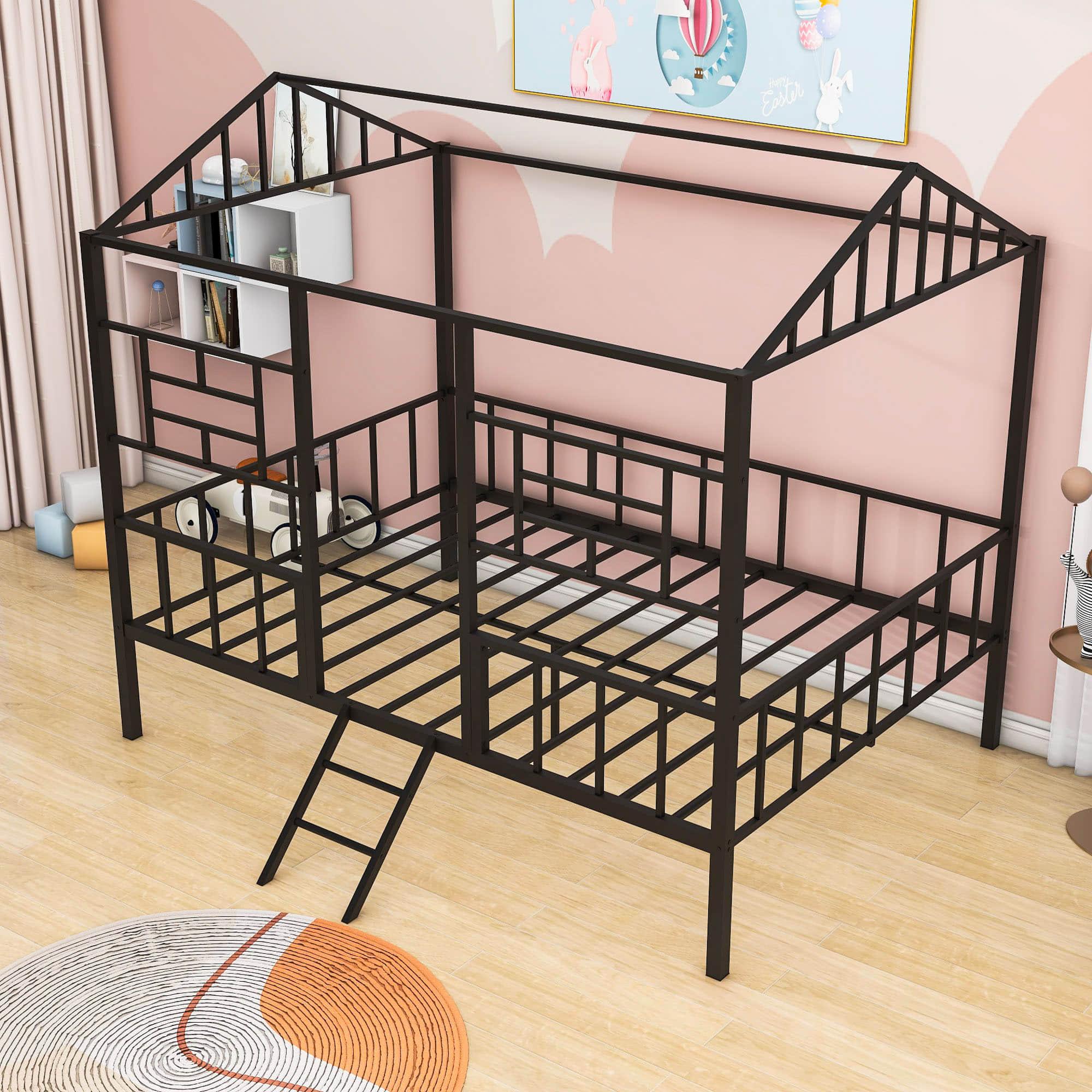 Full Size Metal House Bed Frame for Kids, Toddler