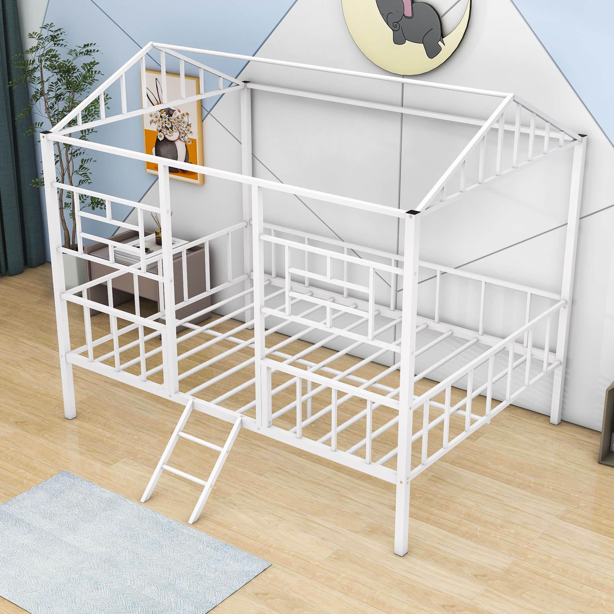 Full Size Metal House Bed Frame for Kids, Toddler