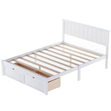 Full Size Platform Bed Frame with Under bed Storage - [Wooden, Drawers]