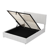 Modern Queen Upholstered Bed Frame with Storage - Hydraulic Lift System