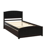 Twin Platform Bed Frame with Twin Trundle and Headboard