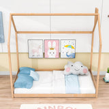 Solid Wood Twin House Toddler Floor Bed