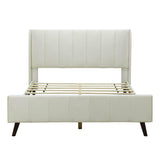 Modern Velvet Upholstered Queen Bed Frame with Wingback Headboard