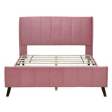 Modern Velvet Upholstered Queen Bed Frame with Wingback Headboard