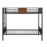 Mid-Century Modern Twin Over Twin Bunk Beds for Kids - [Metal, Black]