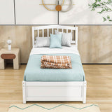 Wooden Twin Platform Bed with Trundle and Headboard