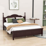 Wood Traditional Queen Size Platform Bed Frame with Headboard